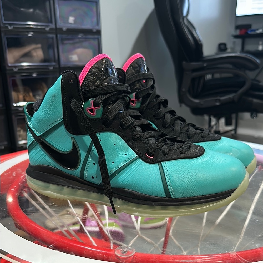 Nike LeBron South Beach 8 Sneakers in Teal and Pink
